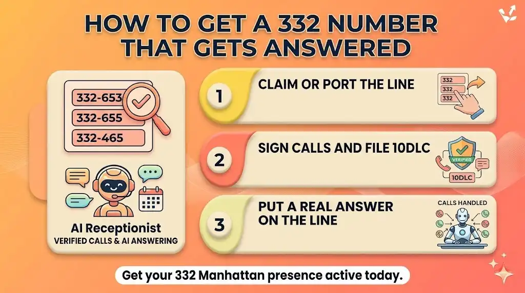 How to get a 332 Manhattan number — claim, sign, and put a real answer on the line